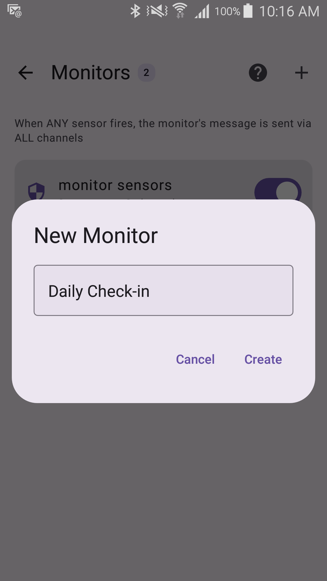 The New Monitor name-entry dialog